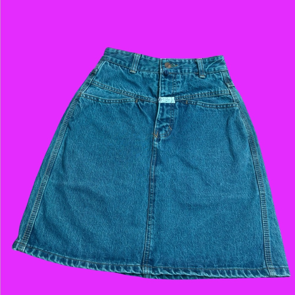 Marithe Francois Girbaud Blue A-Line Vintage Denim Skirt Size 3/4